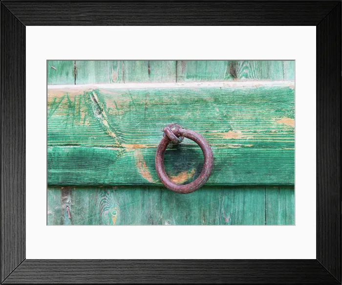 Framed Print : Faiyum, Egypt. Iron ring on a green painted wooden gate Framed Print : Faiyum, Egypt. Iron ring on a green painted wooden gate