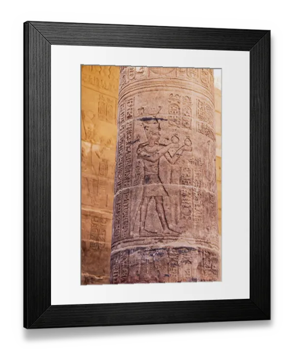 Framed Print : Agilkia Island, Aswan, Egypt. Carvings on a column at the Philae Temple, a UNESCO World Heritage Site