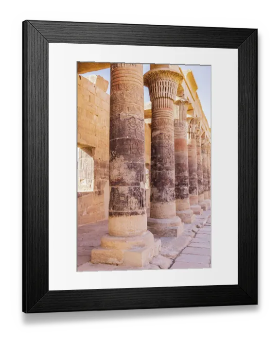 Framed Print : Agilkia Island, Aswan, Egypt. Carvings on columns at the Philae Temple, a UNESCO World Heritage Site Framed Print : Agilkia Island, Aswan, Egypt. Carvings on columns at the Philae Temple, a UNESCO World Heritage Site