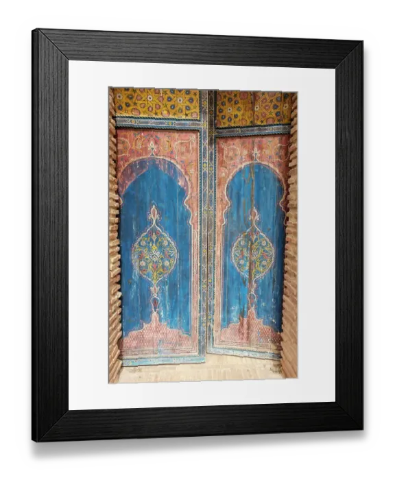 Framed Print : Marrakech, Morocco. The Saadian tombs which is the famous royal necropolis from the 16th century. Old painted door Framed Print : Marrakech, Morocco. The Saadian tombs which is the famous royal necropolis from the 16th century. Old painted door