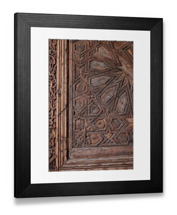 Framed Print : Marrakech, Morocco. The Saadian tombs which is the famous royal necropolis from the 16th century. Carved door Framed Print : Marrakech, Morocco. The Saadian tombs which is the famous royal necropolis from the 16th century. Carved door
