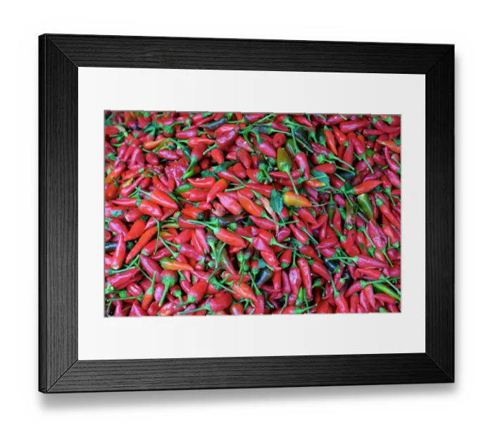 Framed Print : Fes, Morocco. Red hot chiles for sale in the market