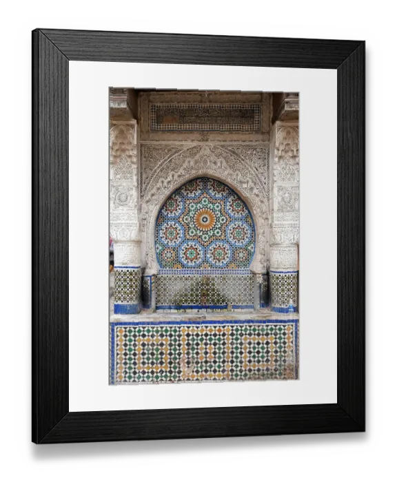 Framed Print : Fes, Morocco. One of the 300 tiles fountains in the medina. Most are located next to a mosque Framed Print : Fes, Morocco. One of the 300 tiles fountains in the medina. Most are located next to a mosque