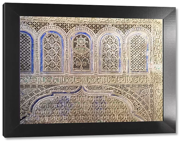 Fes, Morocco. Beautiful hand carved plaster detail, Moorish design