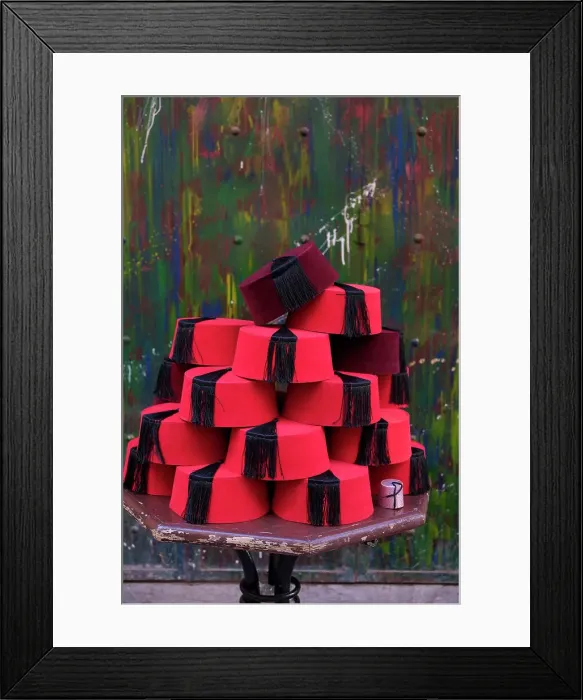 Framed Print : Fes, Morocco. Traditional red Fes hats Framed Print : Fes, Morocco. Traditional red Fes hats