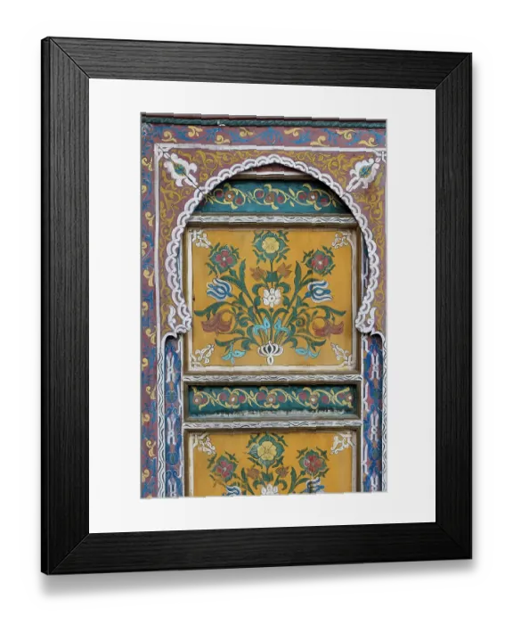 Framed Print : Fes, Morocco. Hand painted door panel in with floral design Framed Print : Fes, Morocco. Hand painted door panel in with floral design