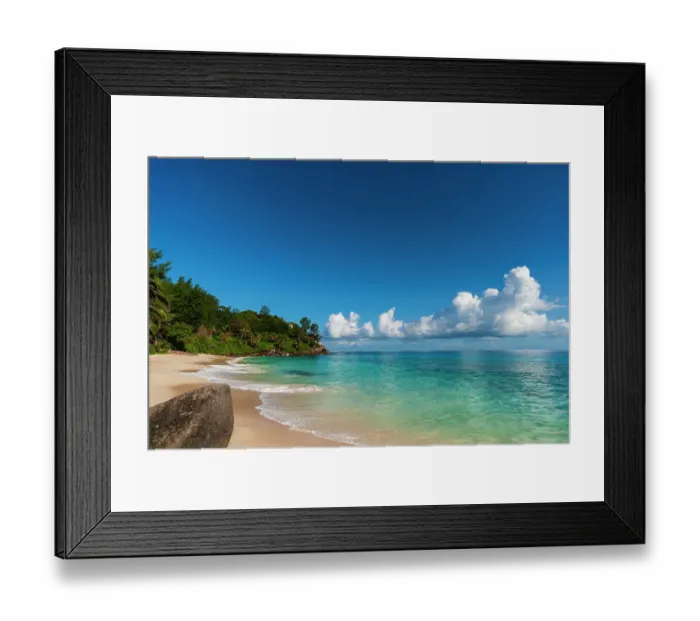 Framed Print : Cumulus clouds off the shore of a pristine tropical beach. Mahe Island, The Republic of Seychelles Framed Print : Cumulus clouds off the shore of a pristine tropical beach. Mahe Island, The Republic of Seychelles