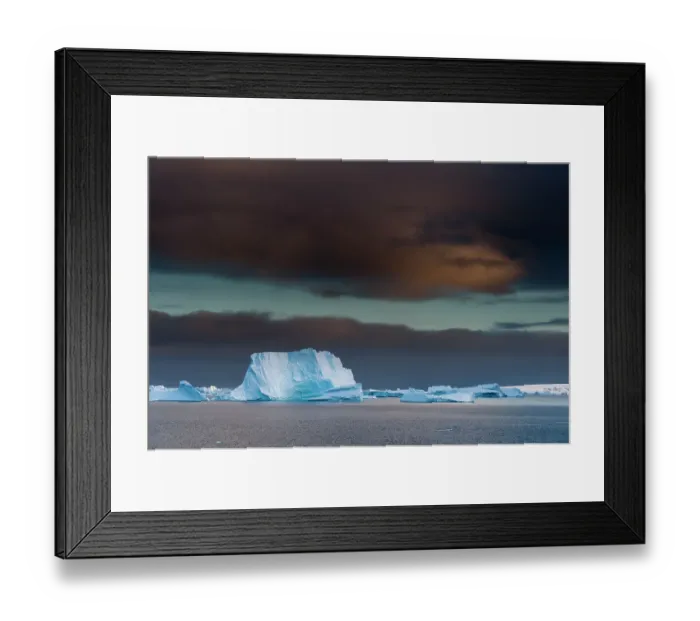 Framed Print : Icebergs under a stormy sky, Lemaire channel, Antarctica Framed Print : Icebergs under a stormy sky, Lemaire channel, Antarctica