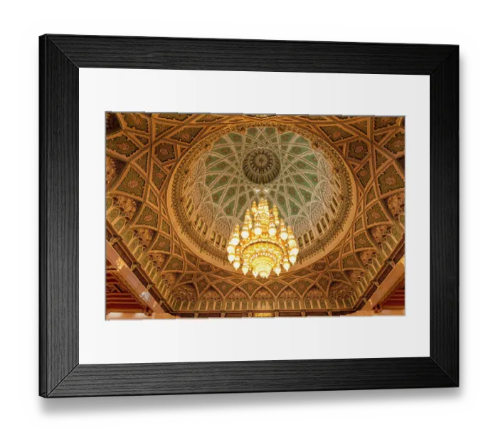 Framed Print : An ornate ceiling in the men's prayer room of the Sultan Qaboos Grand Mosque, Muscat, Oman Framed Print : An ornate ceiling in the men's prayer room of the Sultan Qaboos Grand Mosque, Muscat, Oman