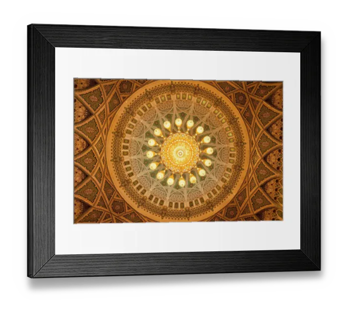 Framed Print : The ceiling of the men's prayer room in the Sultan Qaboos Grand Mosque, Muscat, Oman