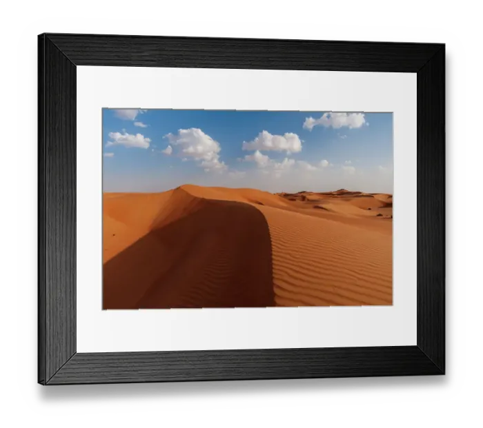 Framed Print : A desert landscape of wind sculpted and rippled sand dunes. Wahiba Sands, Oman Framed Print : A desert landscape of wind sculpted and rippled sand dunes. Wahiba Sands, Oman