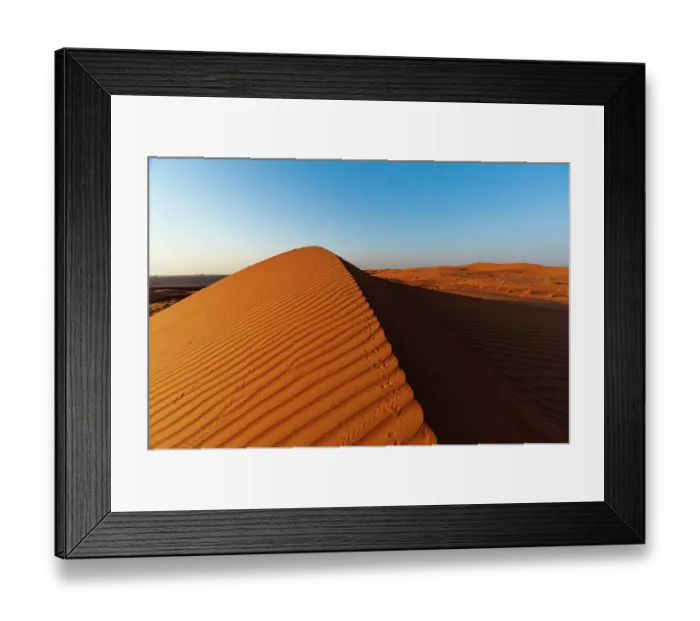 Framed Print : Footprints along the ridge of a sand dune at sunset. Wahiba Sands, Arabian Peninsula, Oman Framed Print : Footprints along the ridge of a sand dune at sunset. Wahiba Sands, Arabian Peninsula, Oman