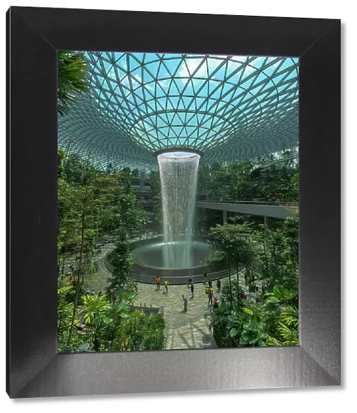 Singapore. Waterfall and tropical environment at Singapore Airport