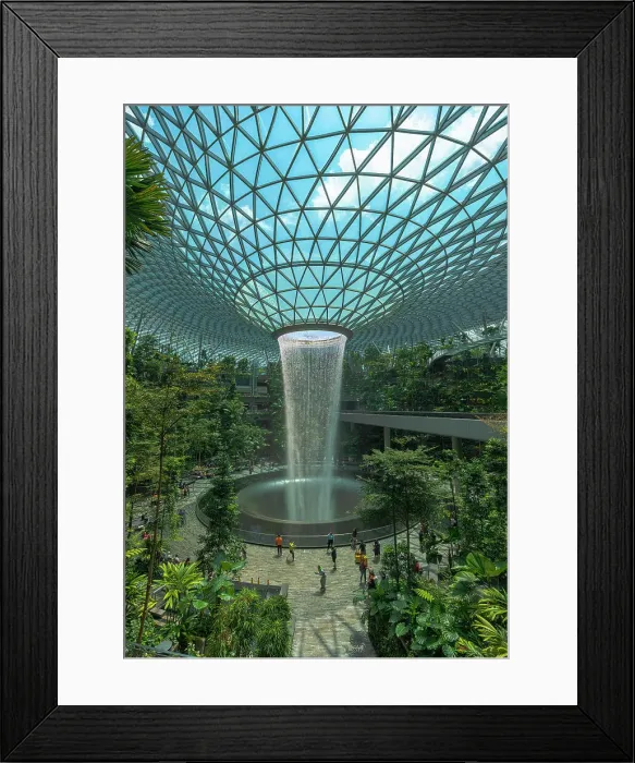 Framed Print : Singapore. Waterfall and tropical environment at Singapore Airport Framed Print : Singapore. Waterfall and tropical environment at Singapore Airport