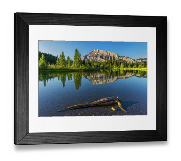 Framed Print : Canada, Alberta, Banff National Park. Mt. Rundle reflected in Two Jack Lake at sunrise