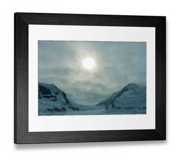 Framed Print : Canada, Alberta, Jasper National Park. Storm over mountains and Athabasca Glacier Framed Print : Canada, Alberta, Jasper National Park. Storm over mountains and Athabasca Glacier