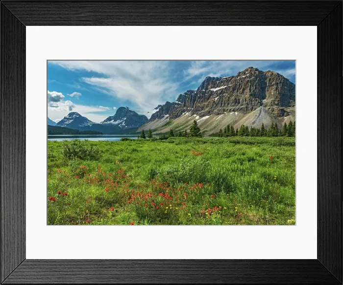 Framed Print : Canada, Alberta, Banff National Park. Landscape with mountains and meadow next to Bow Lake Framed Print : Canada, Alberta, Banff National Park. Landscape with mountains and meadow next to Bow Lake
