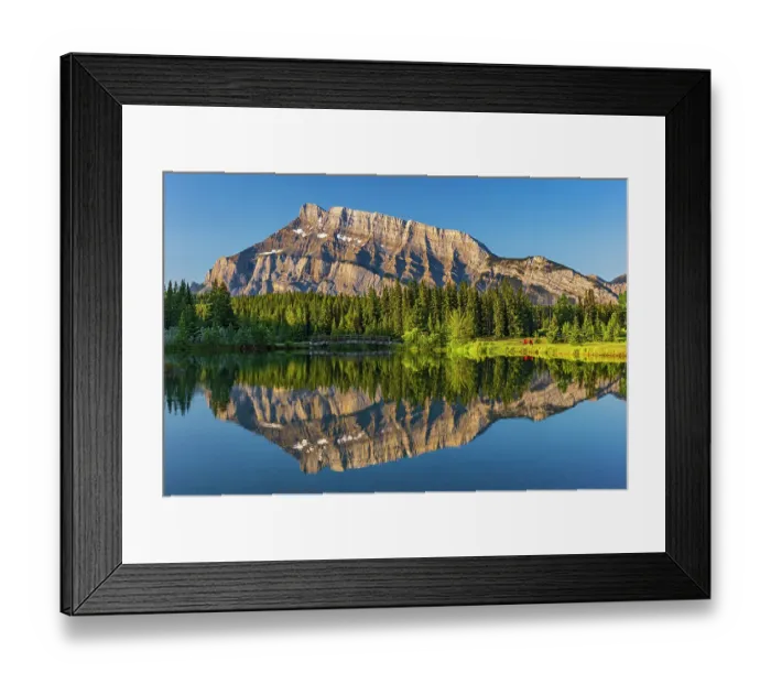 Framed Print : Canada, Alberta, Banff National Park. Mt. Rundle reflected in Two Jack Lake at sunrise