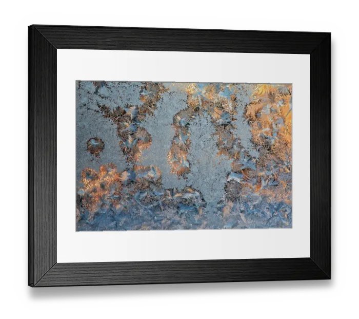 Framed Print : Canada, Manitoba, Winnipeg. Sunrise on window frost patterns in winter Framed Print : Canada, Manitoba, Winnipeg. Sunrise on window frost patterns in winter