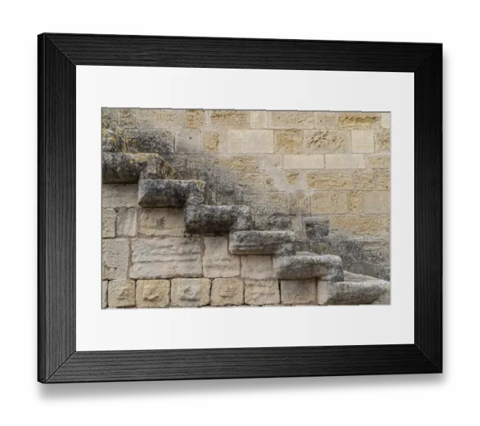 Framed Print : Aigues-Mortes, Gard, Occitania, France. Stone steps on the old city wall of Aigues-Mortes