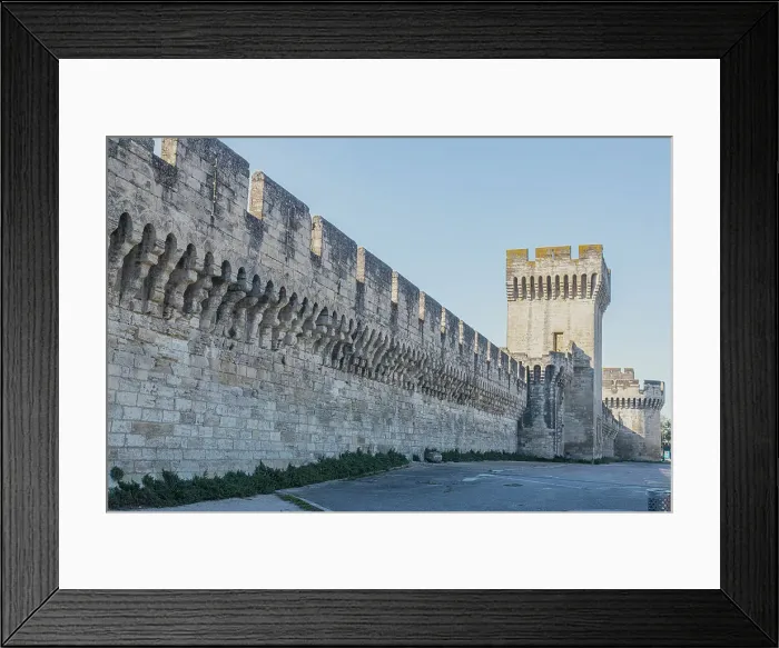 Framed Print : Walls built to protect the Pope's Palace in the city of Avignon in Provence, France. During the 14th and 15th centuries
