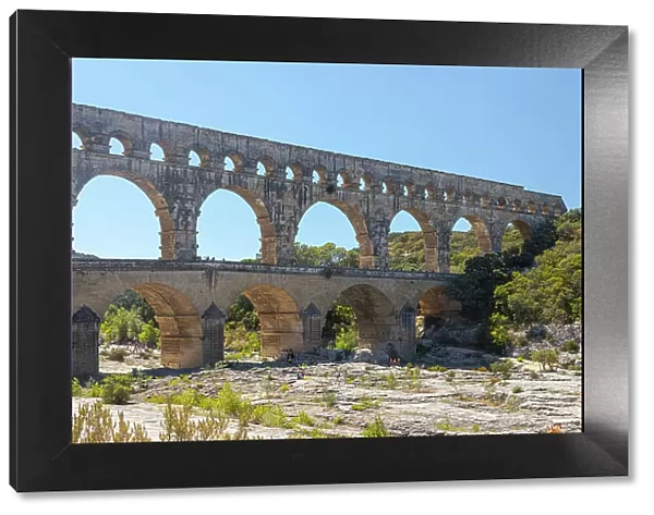 Aqueduct built by the romans in first century A.D. to carry water 31 miles to Nemausus (Nimes). It is the tallest and largest of Roman aqueducts