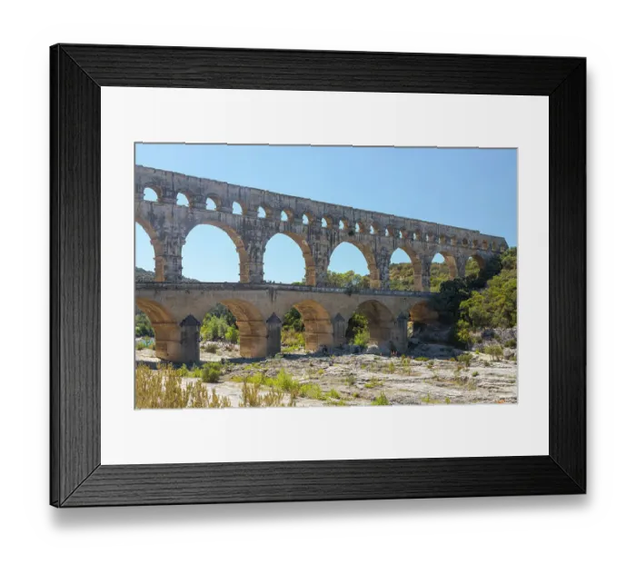 Framed Print : Aqueduct built by the romans in first century A.D. to carry water 31 miles to Nemausus (Nimes). It is the tallest and largest of Roman aqueducts Framed Print : Aqueduct built by the romans in first century A.D. to carry water 31 miles to Nemausus (Nimes). It is the tallest and largest of Roman aqueducts
