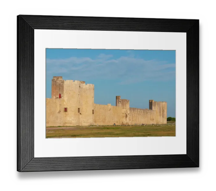 Framed Print : A scenic view of the Aigues Mortes city walls. Aigues Mortes, Gard, Languedoc Roussillon, France