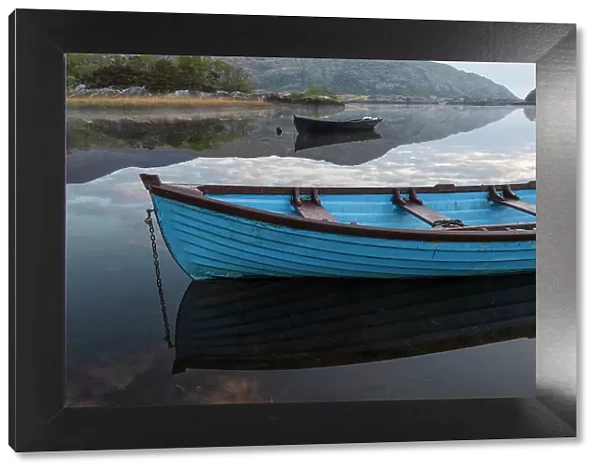 Ireland, Lough Leane. Boats and reflections on lake