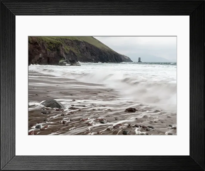 Framed Print : Ireland, County Kerry, Dunmore Head. Cliff and wave on ocean and beach Framed Print : Ireland, County Kerry, Dunmore Head. Cliff and wave on ocean and beach