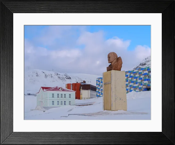 Framed Print : Bust of Lenin. Russian coal mining town Barentsburg at fjord Gronfjorden. The coal mine is still in operation. Arctic Region, Scandinavia, Norway, Svalbard. (Editorial Use Only) Framed Print : Bust of Lenin. Russian coal mining town Barentsburg at fjord Gronfjorden. The coal mine is still in operation. Arctic Region, Scandinavia, Norway, Svalbard. (Editorial Use Only)