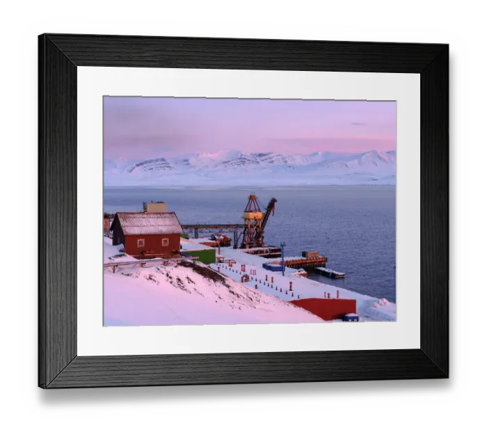 Framed Print : Harbor area. Russian coal mining town Barentsburg at fjord Gronfjorden. The coal mine is still in operation. Arctic Region, Scandinavia, Norway, Svalbard Framed Print : Harbor area. Russian coal mining town Barentsburg at fjord Gronfjorden. The coal mine is still in operation. Arctic Region, Scandinavia, Norway, Svalbard