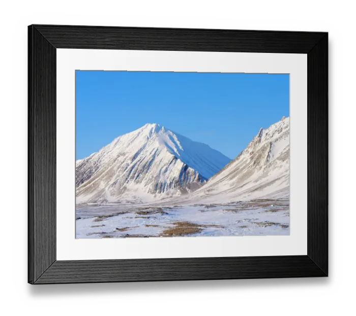 Framed Print : Coastal plain of Nordenskiold Coast. Landscape in Van Mijenfjorden National Park, (former Nordenskiold National Park), Island of Spitsbergen. Arctic region, Scandinavia, Norway, Svalbard
