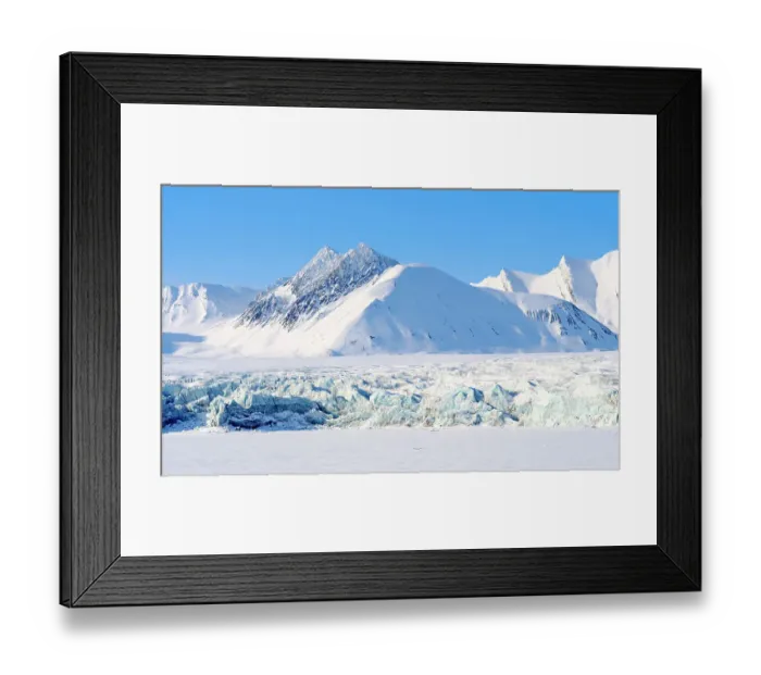 Framed Print : Glacier front of Fridtjovbreen and the frozen fjord Van Mijenfjorden. Landscape in Van Mijenfjorden National Park, (former Nordenskiold National Park), Island of Spitsbergen. Arctic region, Scandinavia, Norway, Svalbard Framed Print : Glacier front of Fridtjovbreen and the frozen fjord Van Mijenfjorden. Landscape in Van Mijenfjorden National Park, (former Nordenskiold National Park), Island of Spitsbergen. Arctic region, Scandinavia, Norway, Svalbard