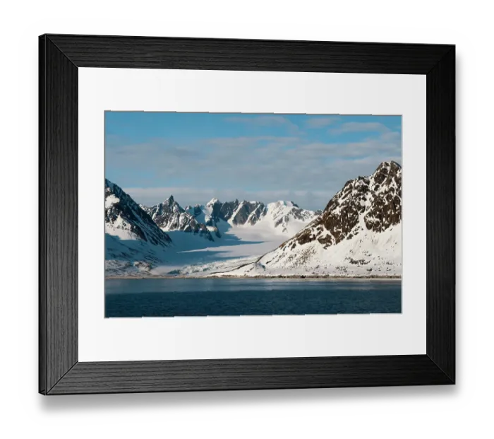 Framed Print : A scenic view of ice covered mountains and an ice field off Magdalenefjorden, Spitsbergen Island, Svalbard, Norway Framed Print : A scenic view of ice covered mountains and an ice field off Magdalenefjorden, Spitsbergen Island, Svalbard, Norway