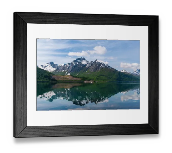 Framed Print : Ice streaked mountains reflect on Holandsfjorden near Svartisen glacier. Saltfjellet-Svartisen National Park, Svartisen, Norway Framed Print : Ice streaked mountains reflect on Holandsfjorden near Svartisen glacier. Saltfjellet-Svartisen National Park, Svartisen, Norway