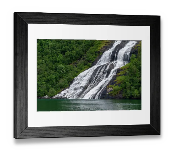 Framed Print : Seven Sisters waterfalls plunges off sheer cliffs into Geirangerfjord, Norway Framed Print : Seven Sisters waterfalls plunges off sheer cliffs into Geirangerfjord, Norway