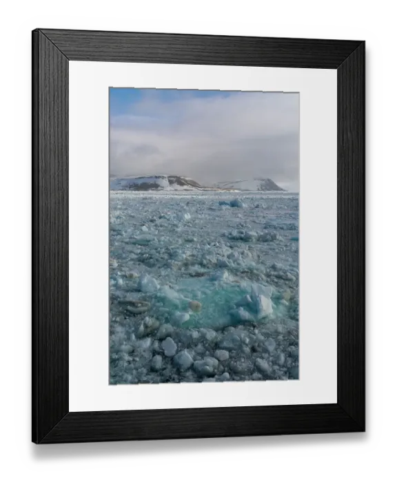 Framed Print : Sea ice in Wahlenbergfjorden fjord. Nordaustlandet, Svalbard, Norway Framed Print : Sea ice in Wahlenbergfjorden fjord. Nordaustlandet, Svalbard, Norway