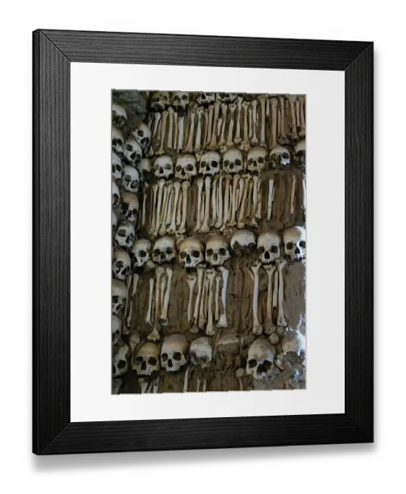 Framed Print : Evora, Portugal. Capela dos Ossos, Chapel of Bones. 17th Century gothic church. Interior is decorated with over 5000 bones
