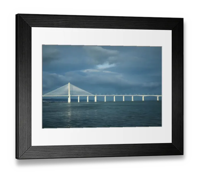 Framed Print : Lisbon, Portugal. Vasco de Gama bridge. The longest bridge in Europe