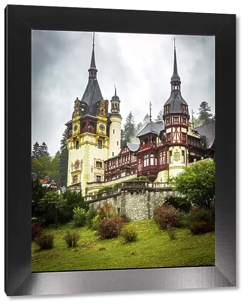 Romania, Carpathian Mountains, Prahova County, Sinaia. Peles Castle, Castelul Peles. Neo-Renaissance castle between Transylvania and Wallachia