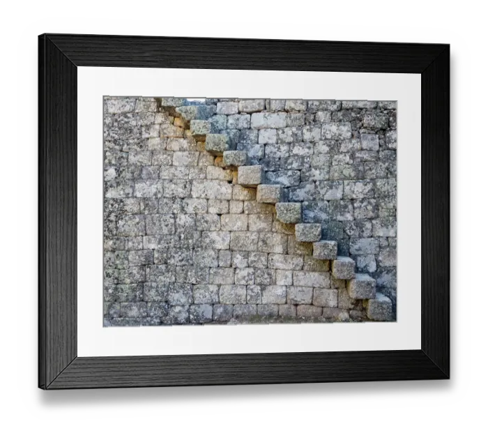Framed Print : Stairs leading up to the Monsanto Castle (Castelo de Monsanto) in the historic village of Monsanto