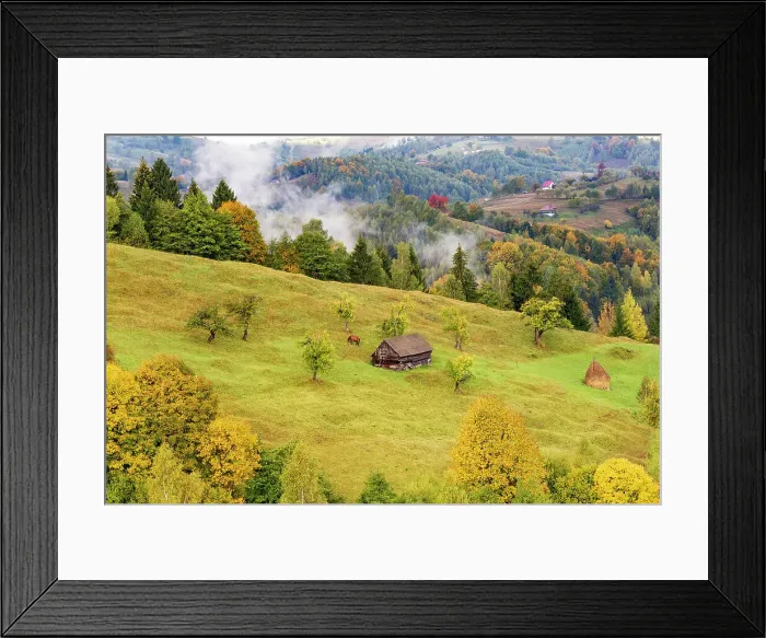 Framed Print : Romania, Transylvania. Colorful, white mountain landscape Framed Print : Romania, Transylvania. Colorful, white mountain landscape