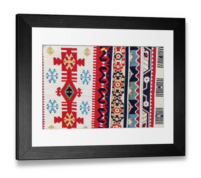 Framed Print : Romania. Traditional textile, woven designs on cloth Framed Print : Romania. Traditional textile, woven designs on cloth