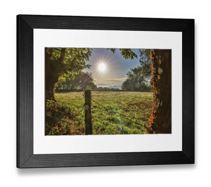 Framed Print : Spain, Galicia. Early morning on the Camino de Santiago near Vilei Framed Print : Spain, Galicia. Early morning on the Camino de Santiago near Vilei