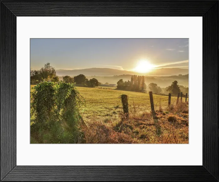 Framed Print : Spain, Galicia. Early morning on the Camino de Santiago near Vilei, Spain