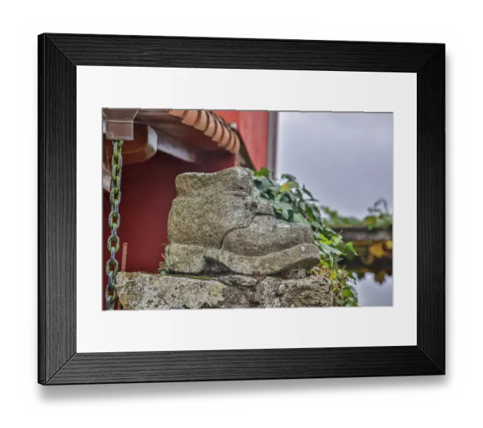 Framed Print : Spain, Galicia. Shoes along the Camino de Santiago (Way of St. James) between Lavacolla and Santiago de Compostela