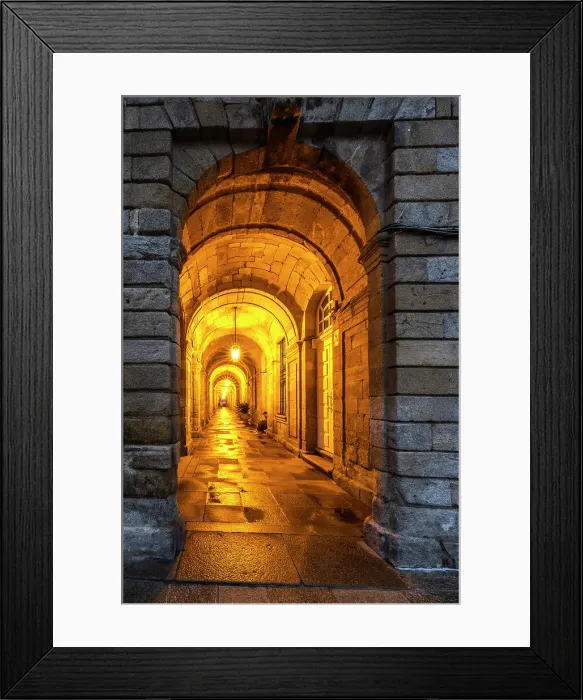 Framed Print : Spain, Galicia. Early morning in Santiago de Compostela