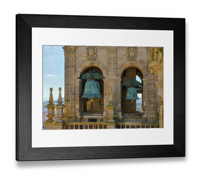 Framed Print : Spain, Galicia. Santiago de Compostela, view of the bell tower from the roof of the cathedral
