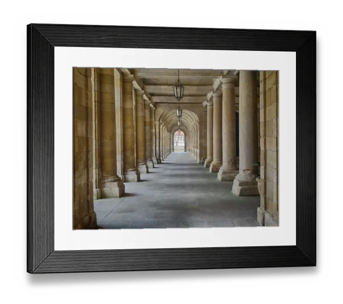 Framed Print : Arcade in the Palacio de Rajoy (Pazo de Raxoi) near the main square of Cathedral Santiago de Compostela Framed Print : Arcade in the Palacio de Rajoy (Pazo de Raxoi) near the main square of Cathedral Santiago de Compostela